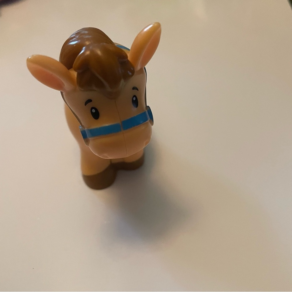Little people horse  Brown Toy Horse for Kids with Blue Bridle